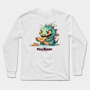 Cute Pizza Eating Monster Long Sleeve T-Shirt